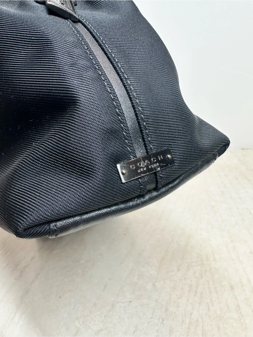 Vintage Coach Mercer 7417 Black Twill Leather Mini Satchel Y2K